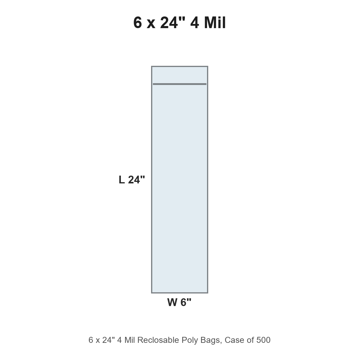 6 x 24" 4 Mil Reclosable Poly Bags