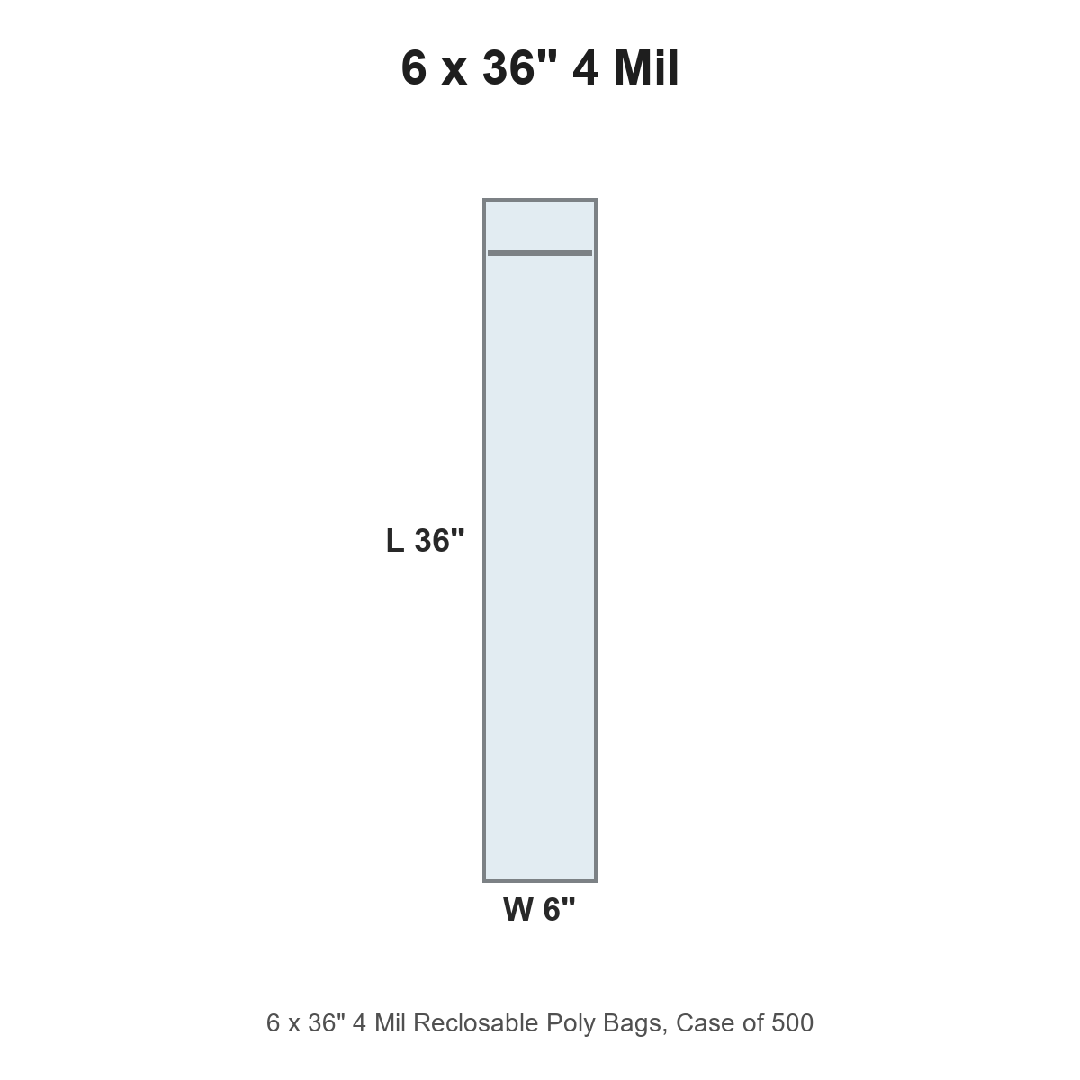 6 x 36" 4 Mil Reclosable Poly Bags