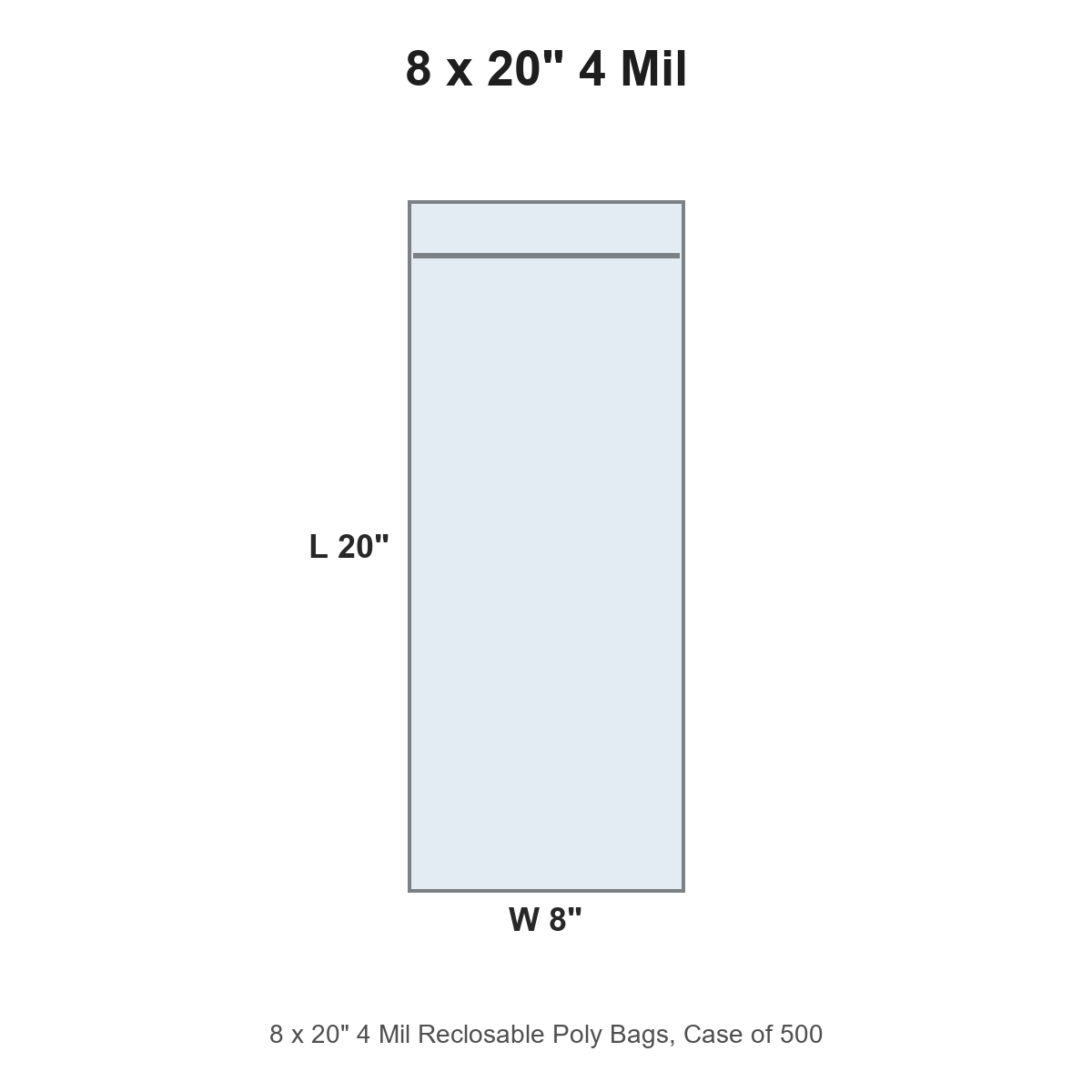 8 x 20" 4 Mil Reclosable Poly Bags