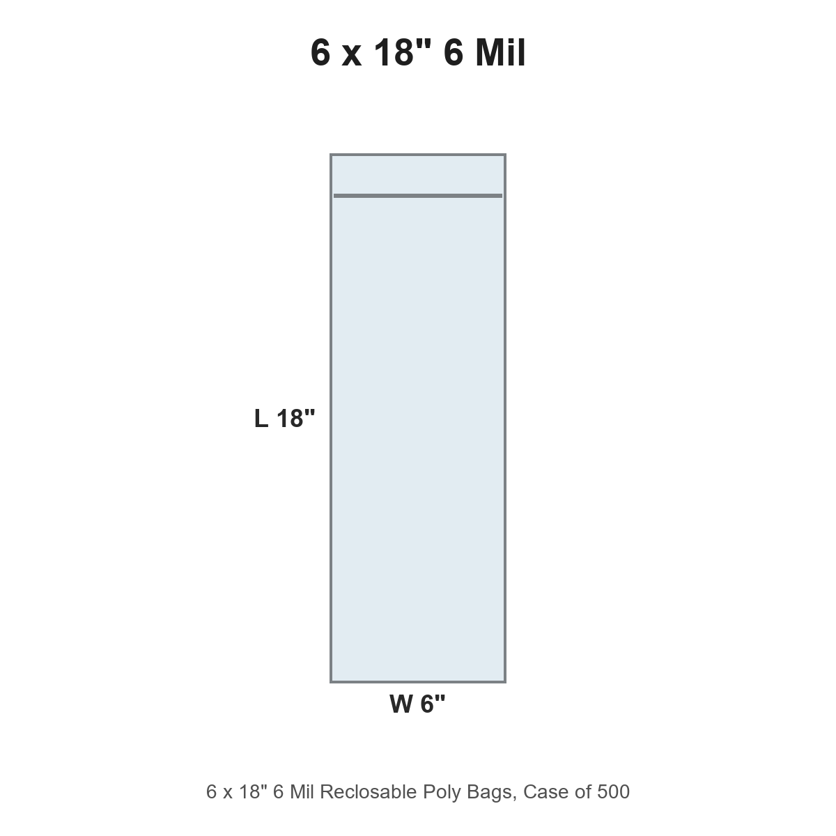 6 x 18" 6 Mil Reclosable Poly Bags