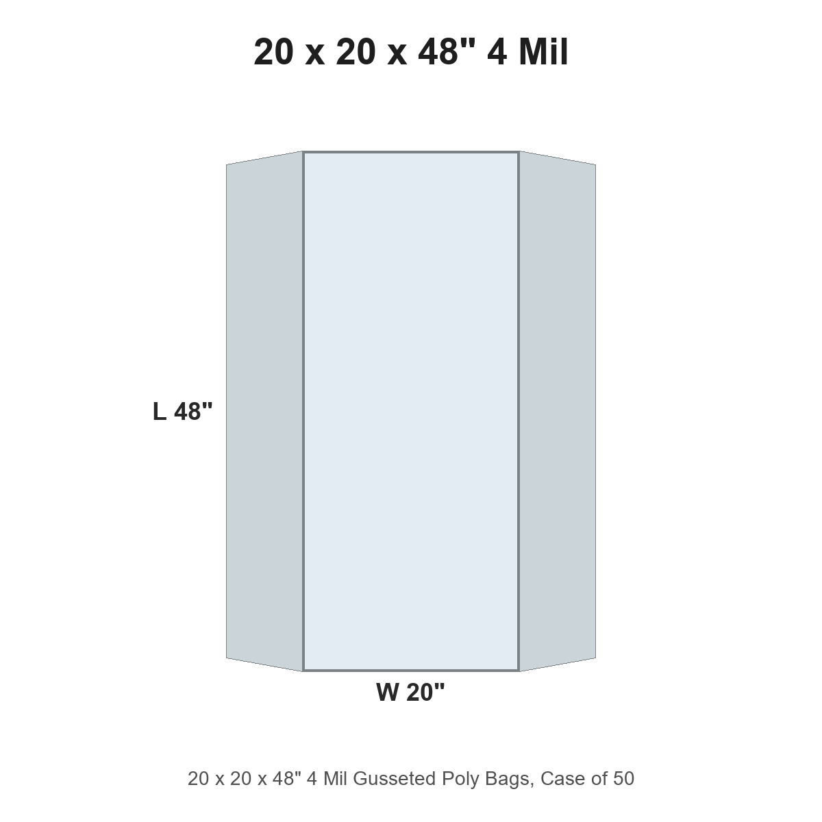 20 x 20 x 48" 4 Mil Gusseted Poly Bags