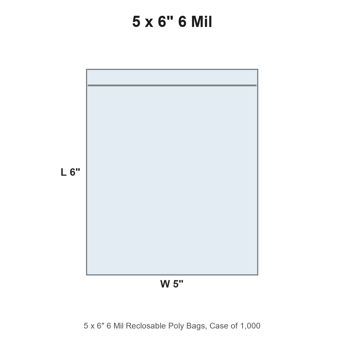 5 x 6" 6 Mil Reclosable Poly Bags