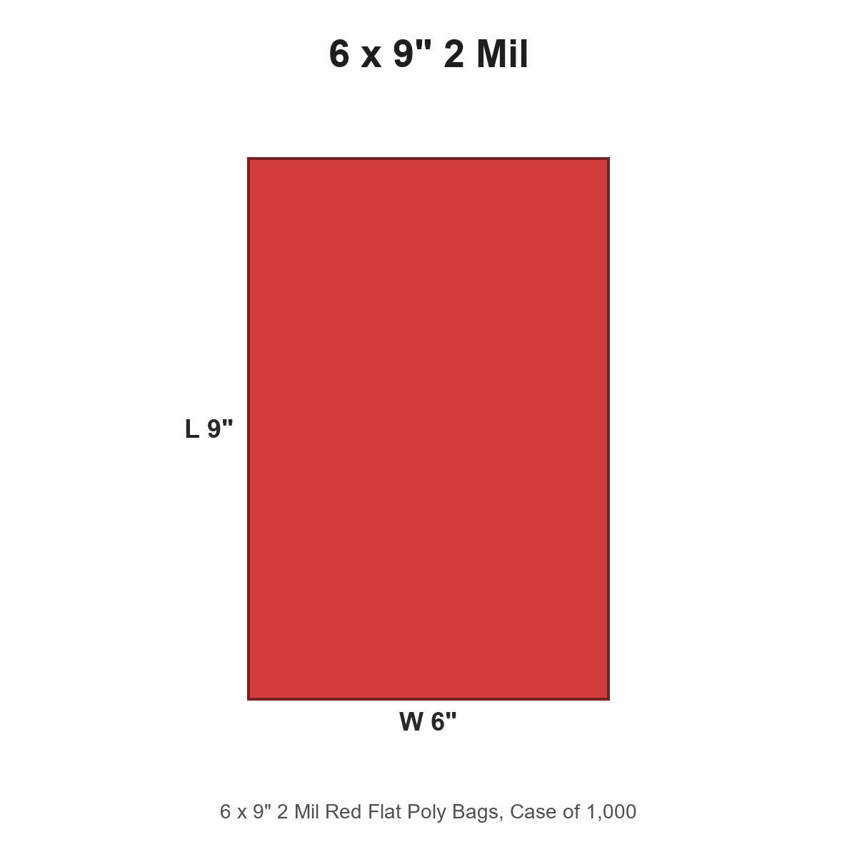 6 x 9" 2 Mil Red Flat Poly Bags