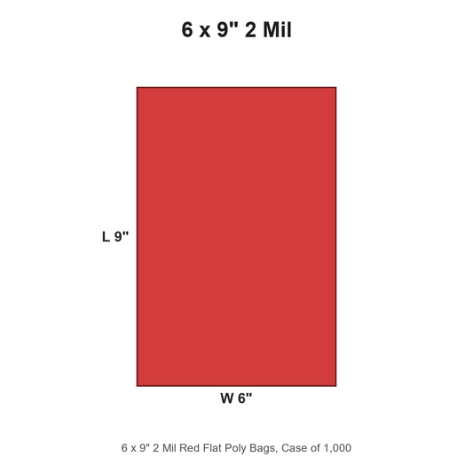 6 x 9" 2 Mil Red Flat Poly Bags