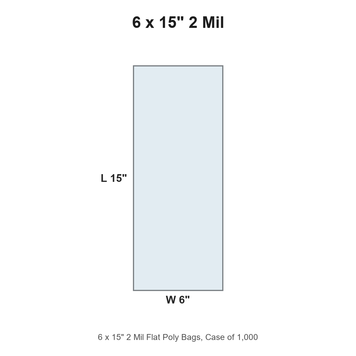 6 x 15" 2 Mil Flat Poly Bags