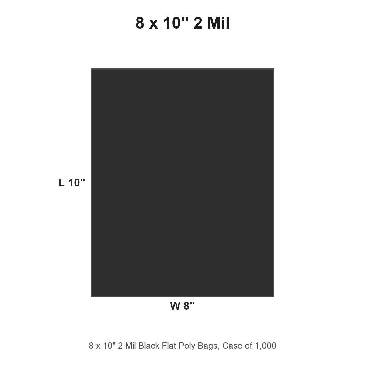 8 x 10" 2 Mil Black Flat Poly Bags