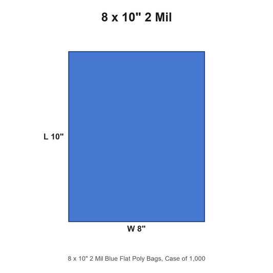 8 x 10" 2 Mil Blue Flat Poly Bags
