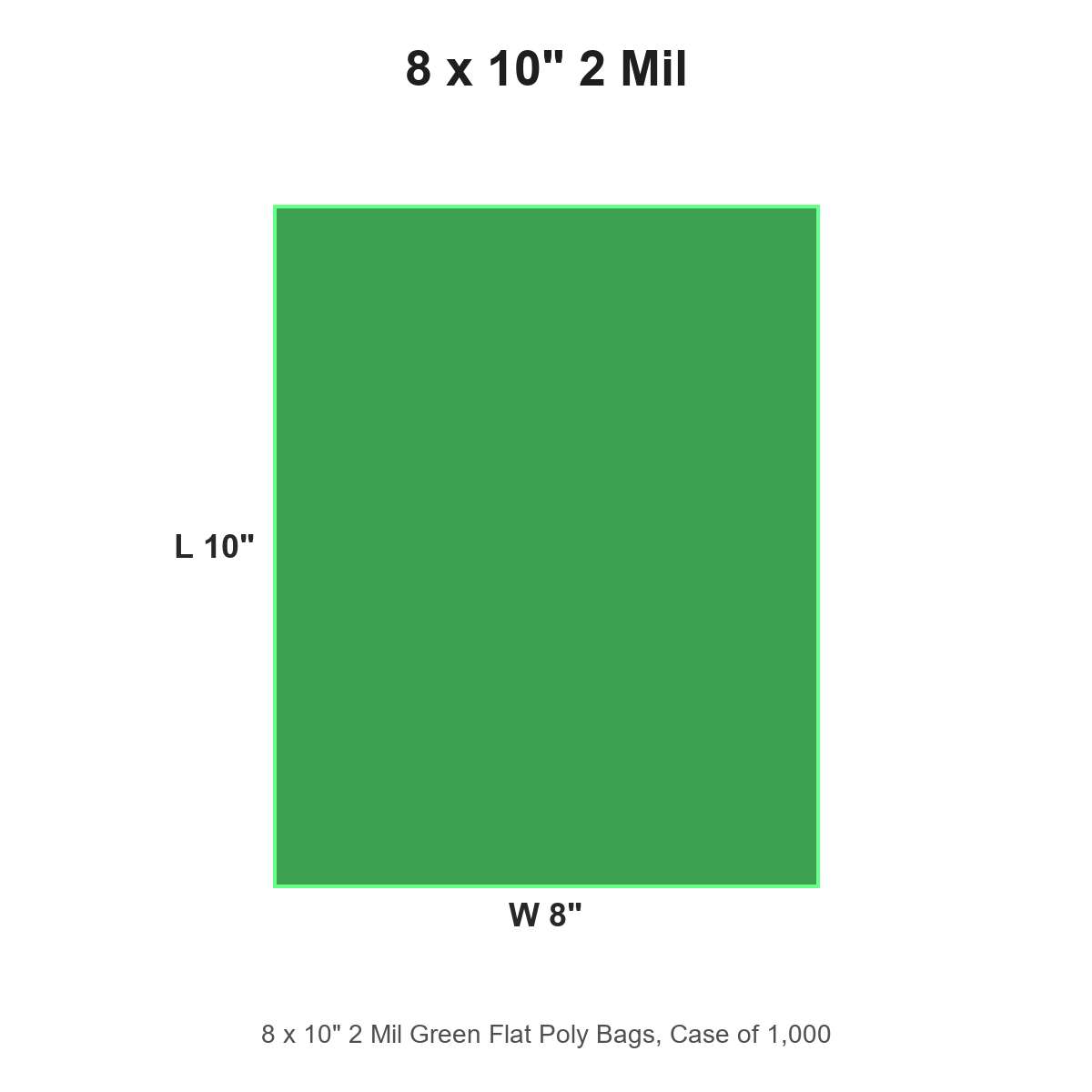 8 x 10" 2 Mil Green Flat Poly Bags