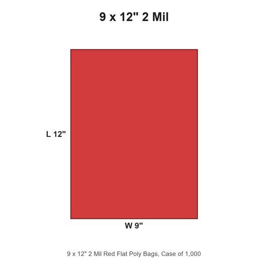 9 x 12" 2 Mil Red Flat Poly Bags