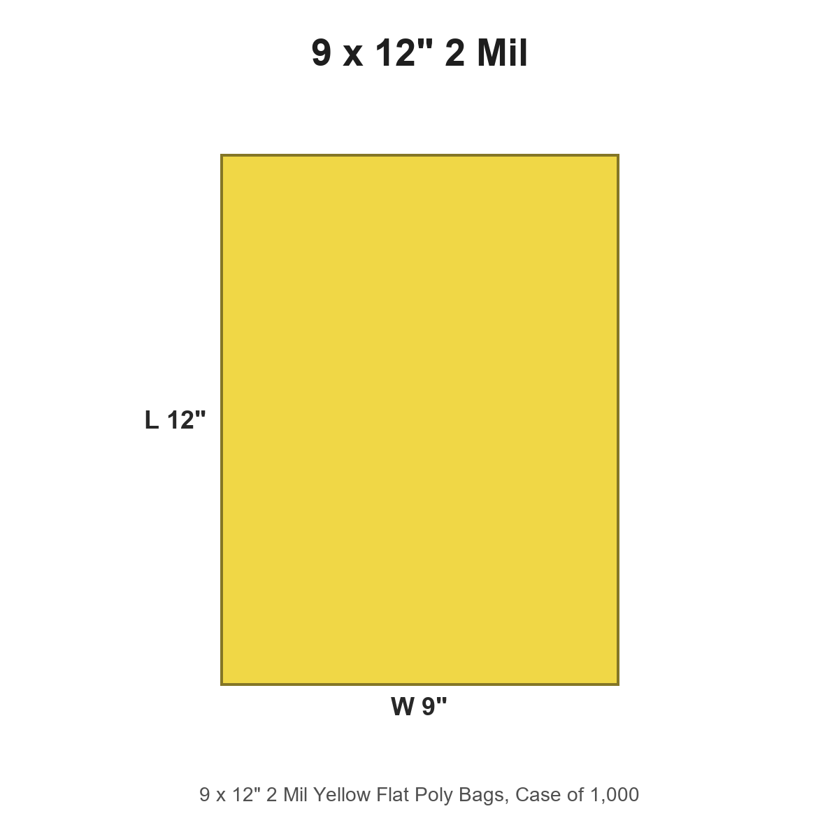 9 x 12" 2 Mil Yellow Flat Poly Bags