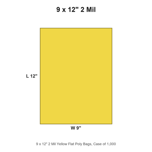9 x 12" 2 Mil Yellow Flat Poly Bags