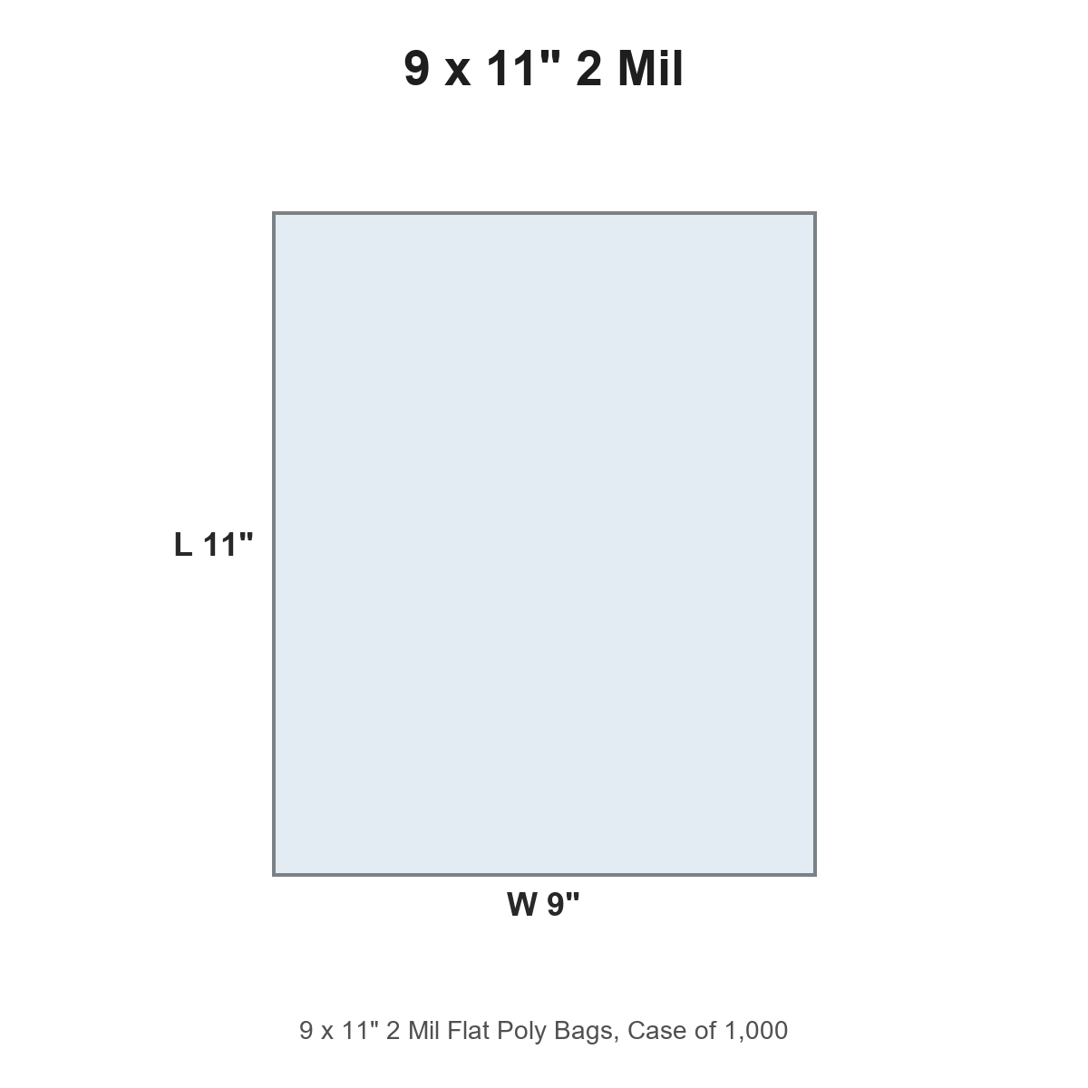 9 x 11" 2 Mil Flat Poly Bags