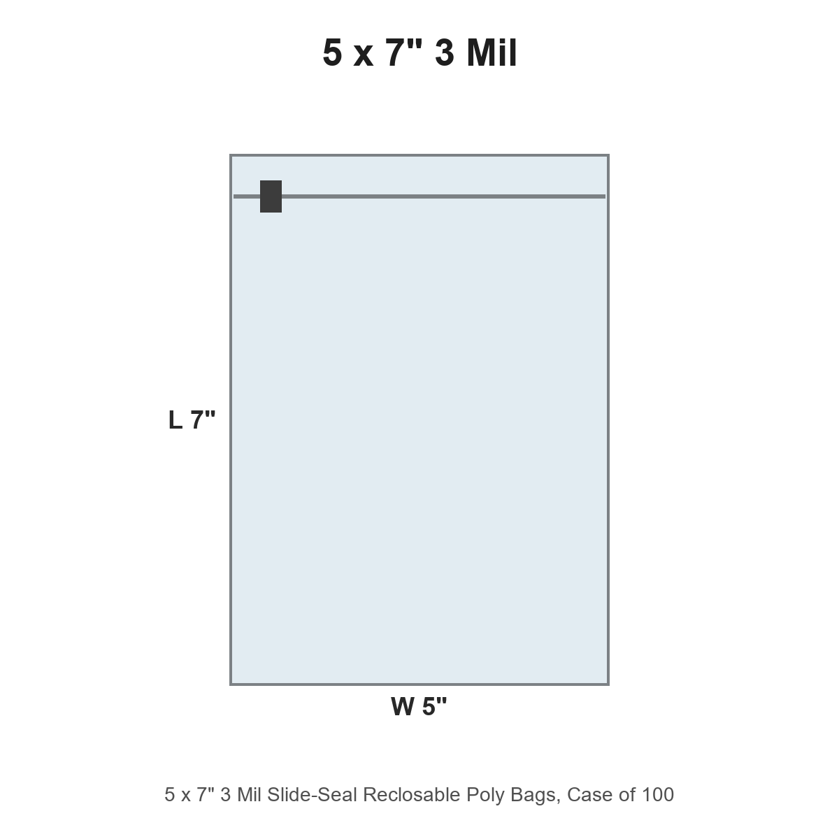 5 x 7" 3 Mil Slide-Seal Reclosable Poly Bags