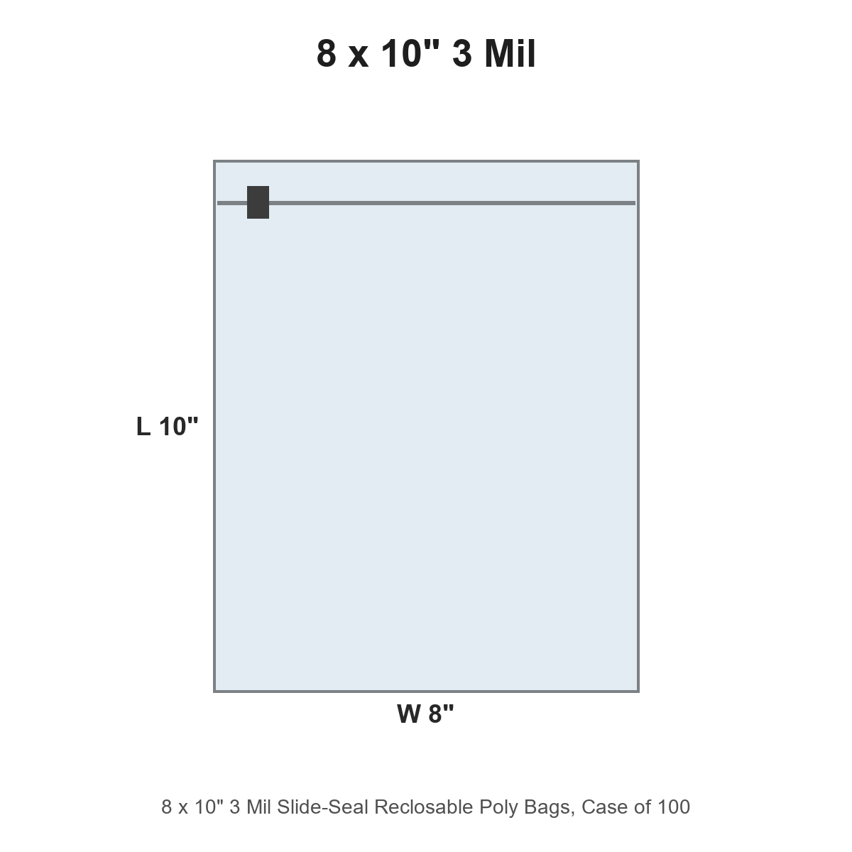 8 x 10" 3 Mil Slide-Seal Reclosable Poly Bags
