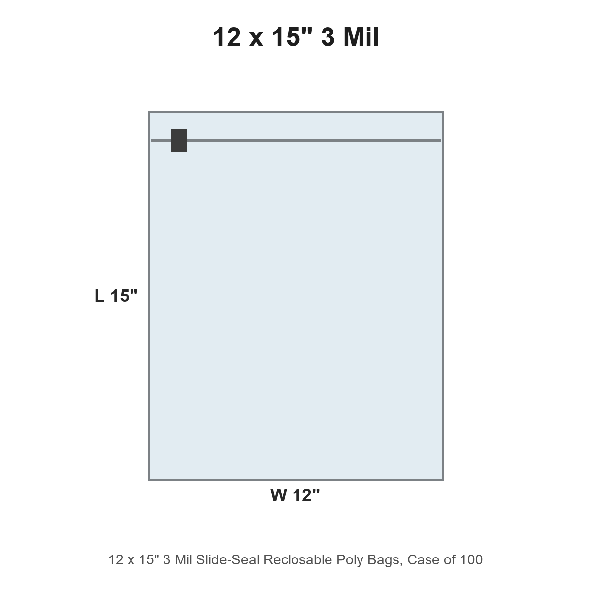 12 x 15" 3 Mil Slide-Seal Reclosable Poly Bags