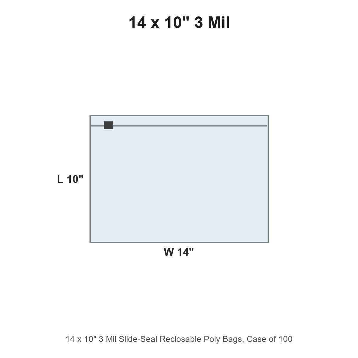 14 x 10" 3 Mil Slide-Seal Reclosable Poly Bags