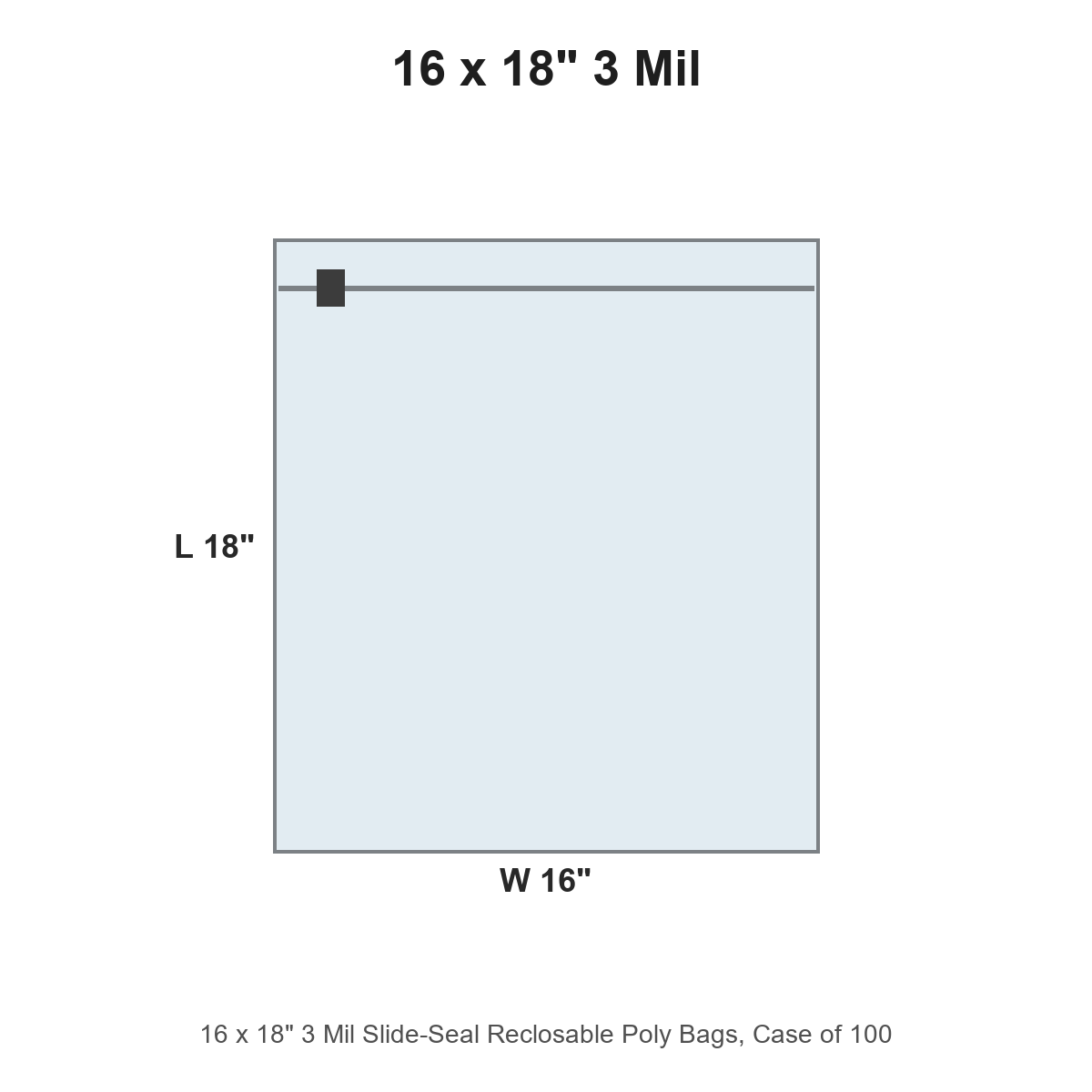 16 x 18" 3 Mil Slide-Seal Reclosable Poly Bags