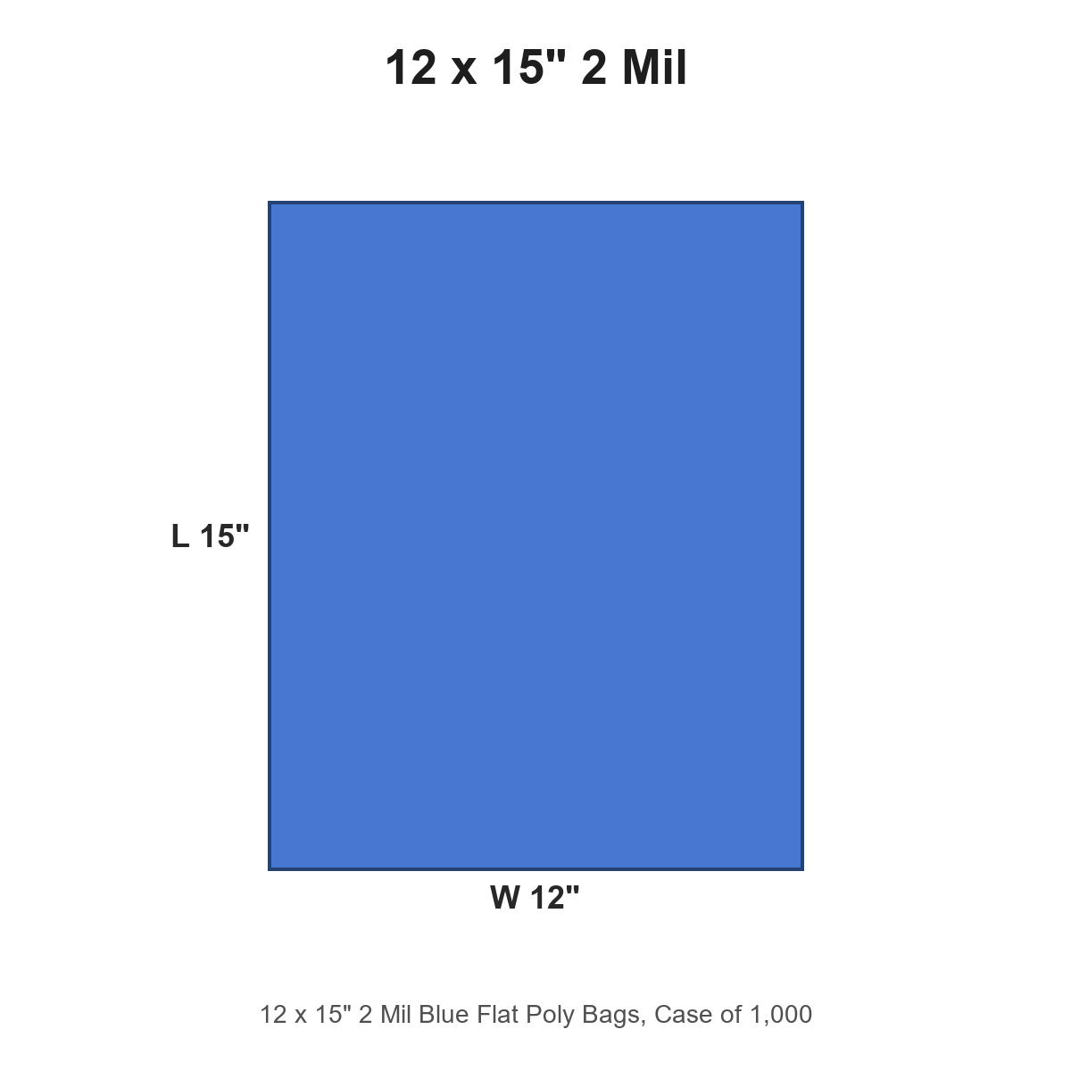 12 x 15" 2 Mil Blue Flat Poly Bags
