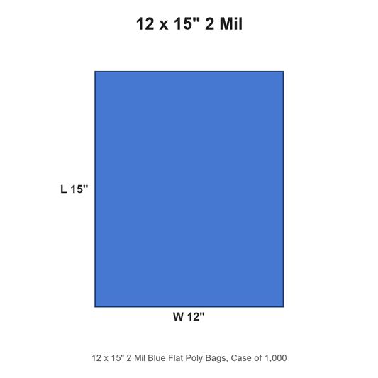 12 x 15" 2 Mil Blue Flat Poly Bags