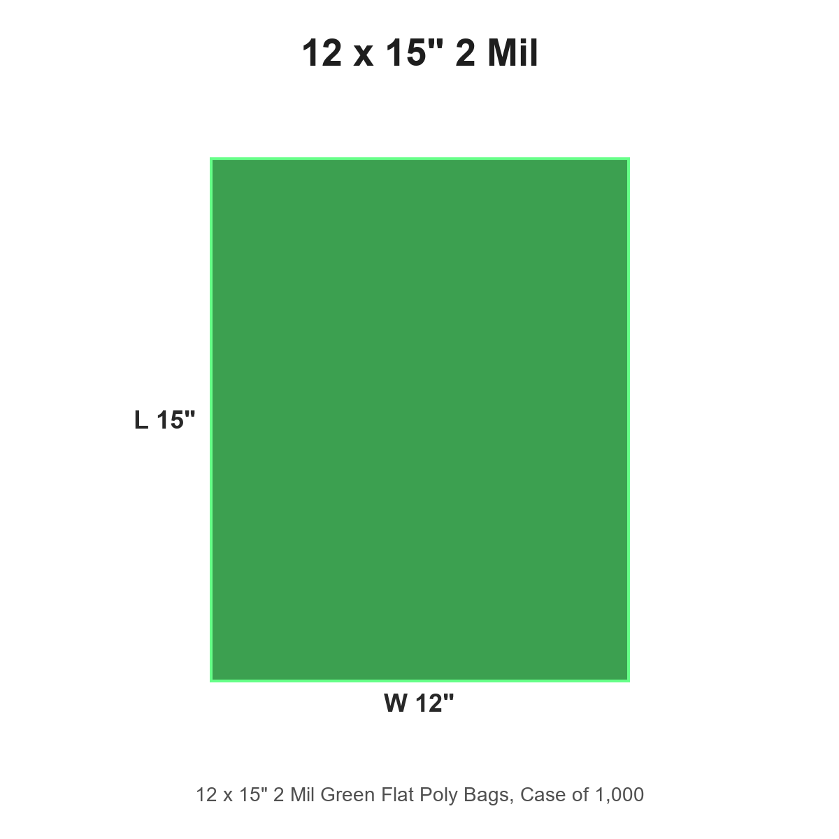 12 x 15" 2 Mil Green Flat Poly Bags