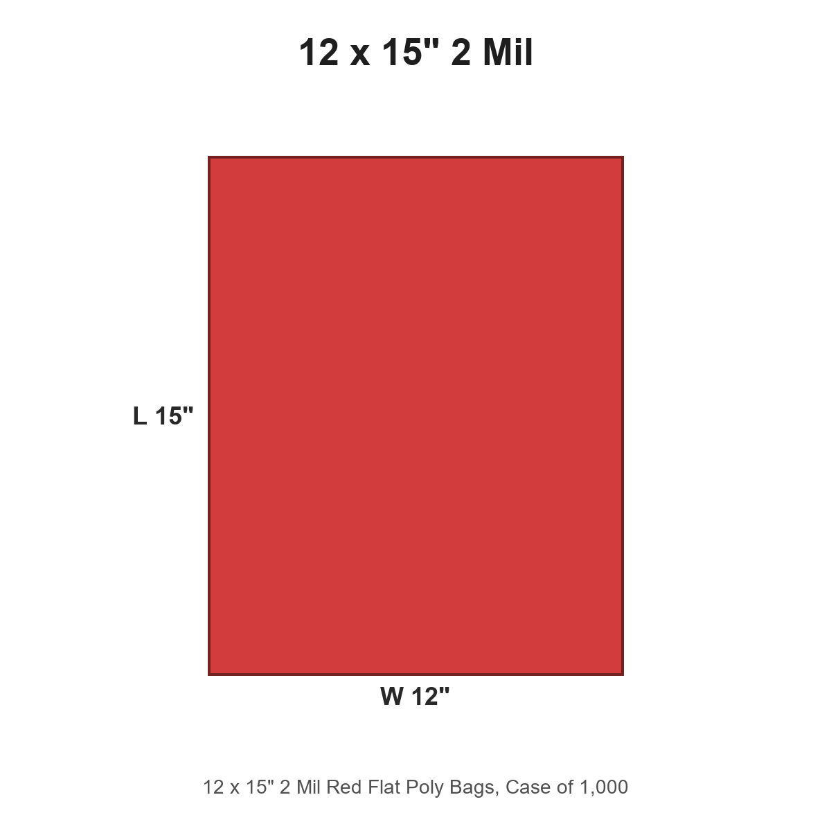 12 x 15" 2 Mil Red Flat Poly Bags