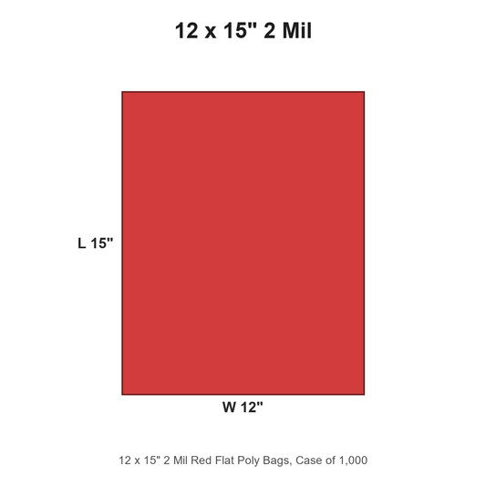 12 x 15" 2 Mil Red Flat Poly Bags