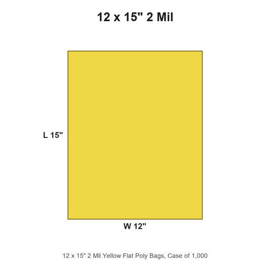 12 x 15" 2 Mil Yellow Flat Poly Bags