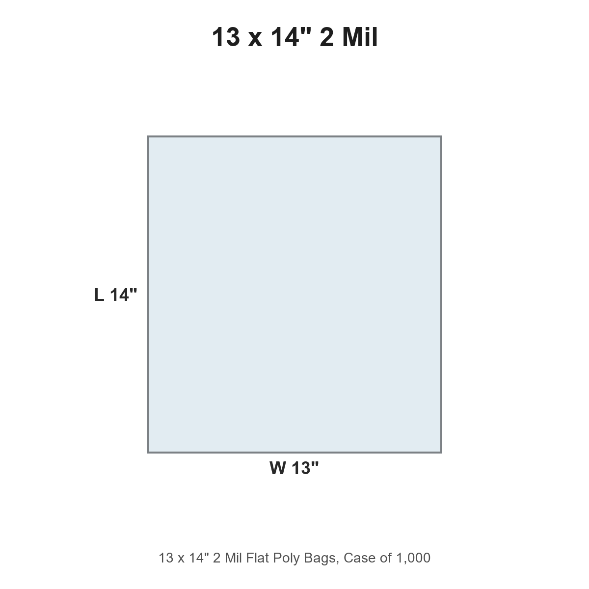 13 x 14" 2 Mil Flat Poly Bags