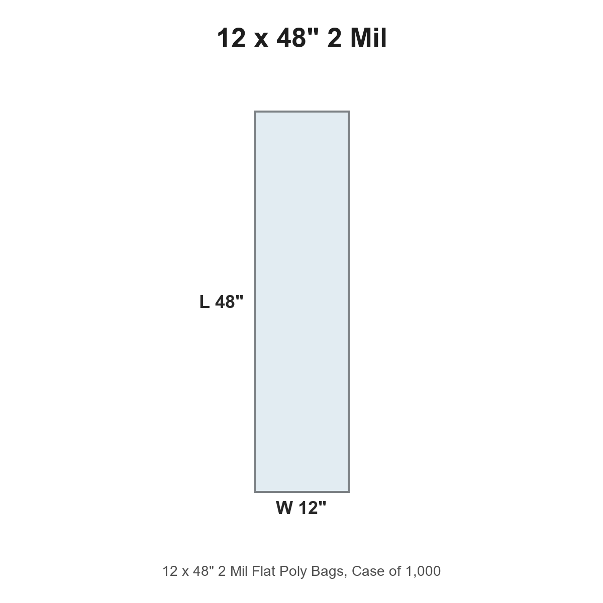12 x 48" 2 Mil Flat Poly Bags
