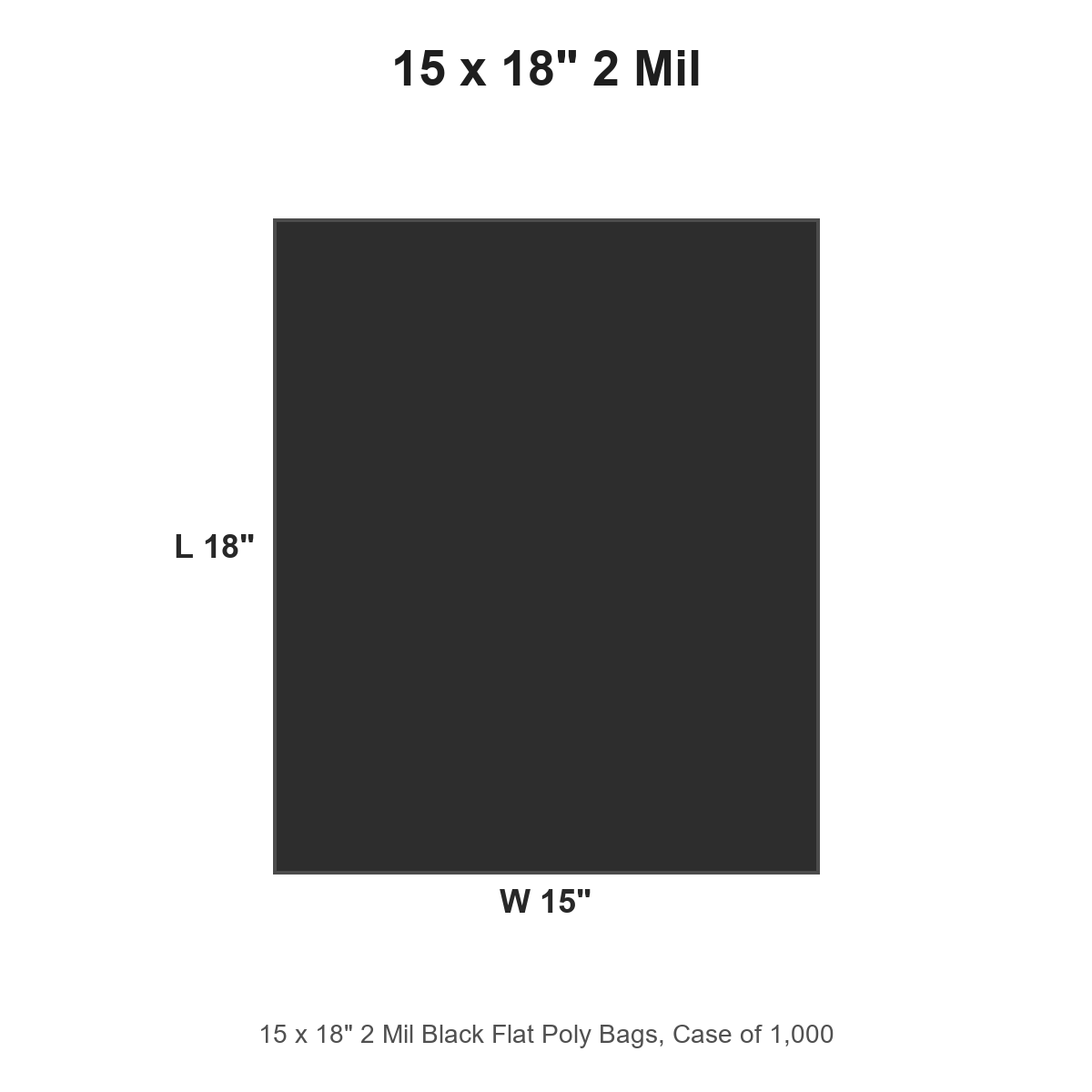 15 x 18" 2 Mil Black Flat Poly Bags