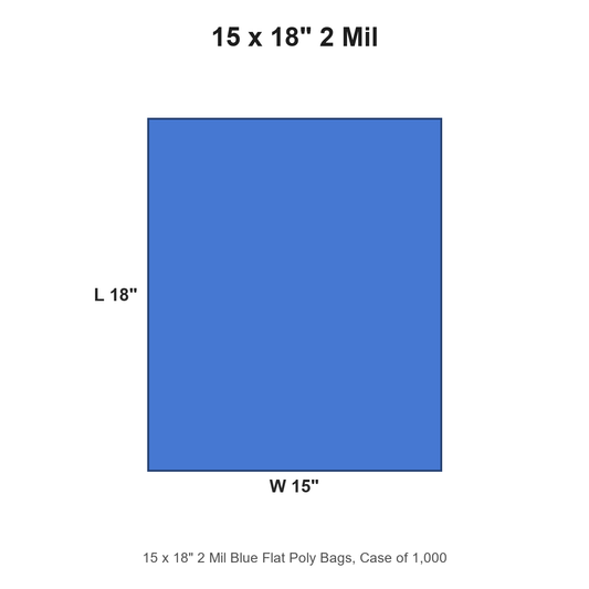 15 x 18" 2 Mil Blue Flat Poly Bags