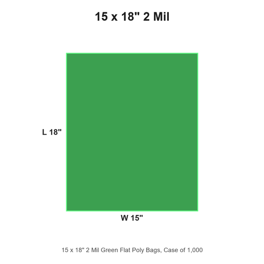 15 x 18" 2 Mil Green Flat Poly Bags
