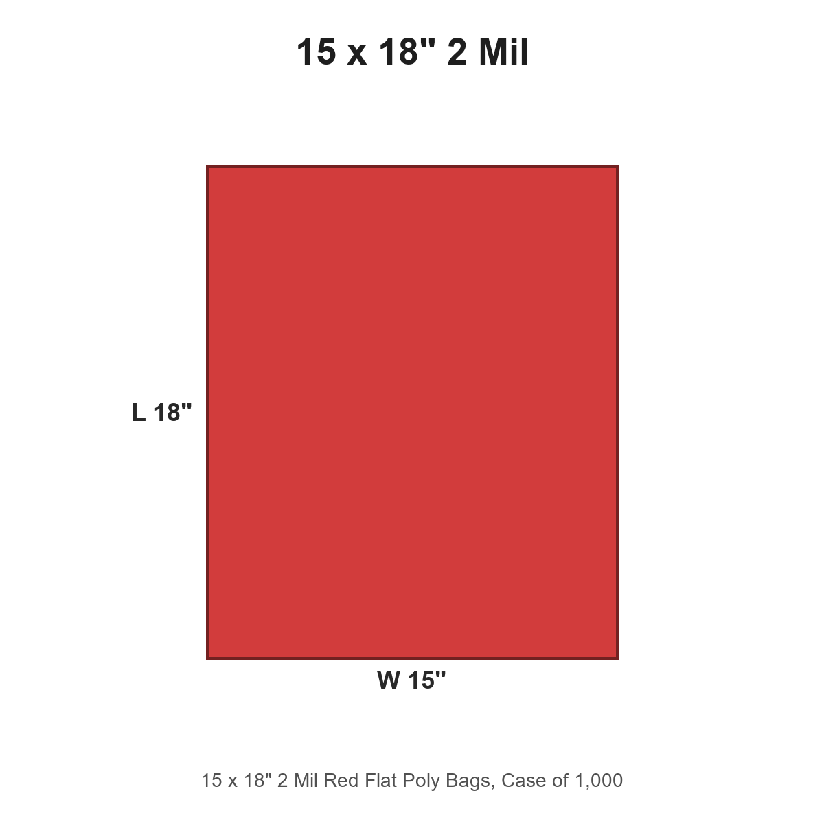 15 x 18" 2 Mil Red Flat Poly Bags