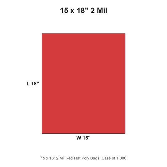 15 x 18" 2 Mil Red Flat Poly Bags