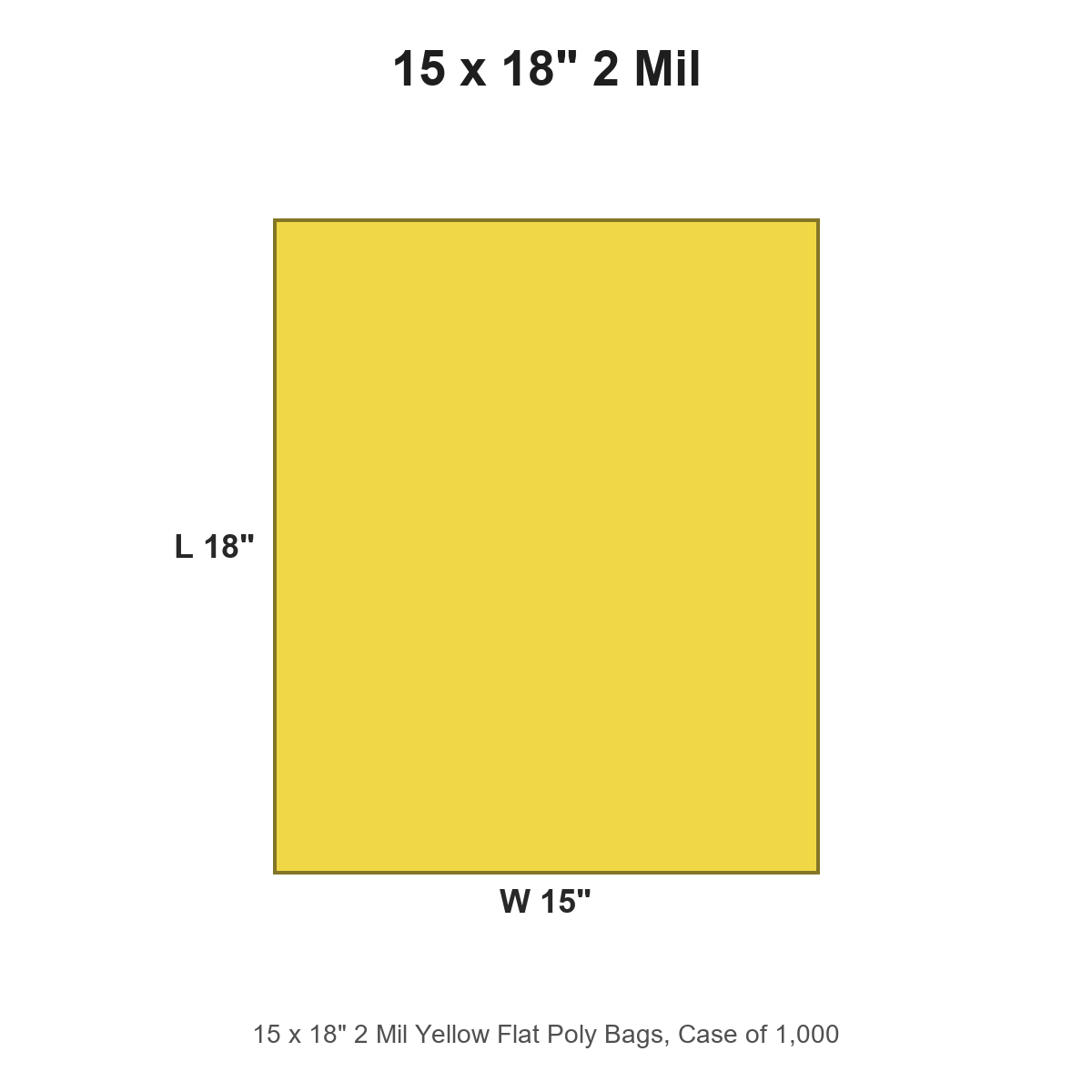 15 x 18" 2 Mil Yellow Flat Poly Bags