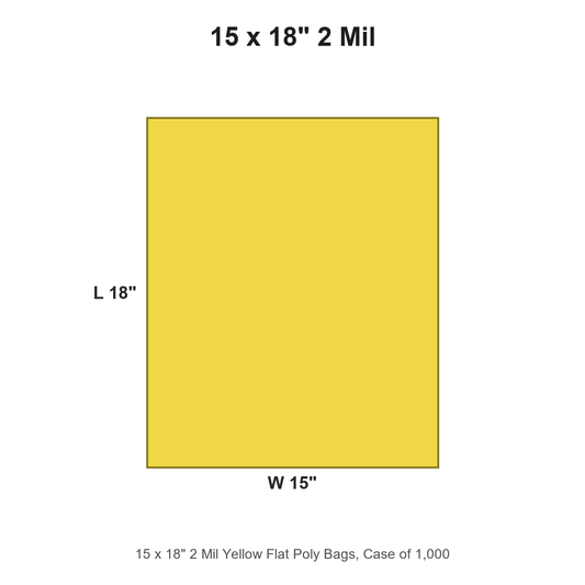 15 x 18" 2 Mil Yellow Flat Poly Bags