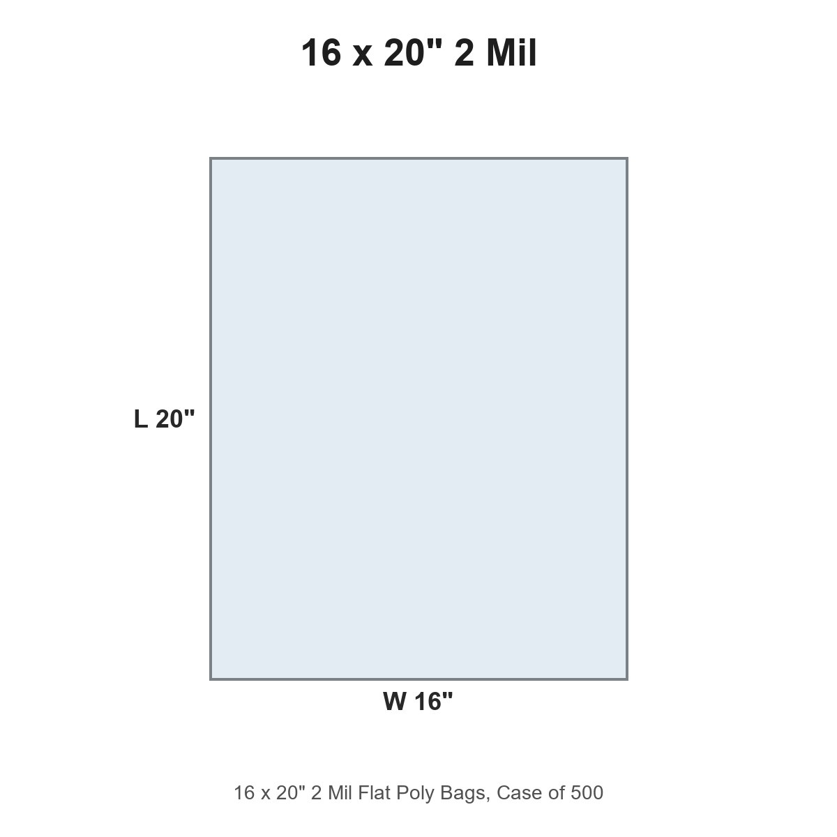 16 x 20" 2 Mil Flat Poly Bags