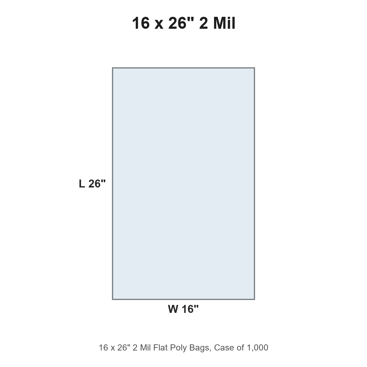 16 x 26" 2 Mil Flat Poly Bags