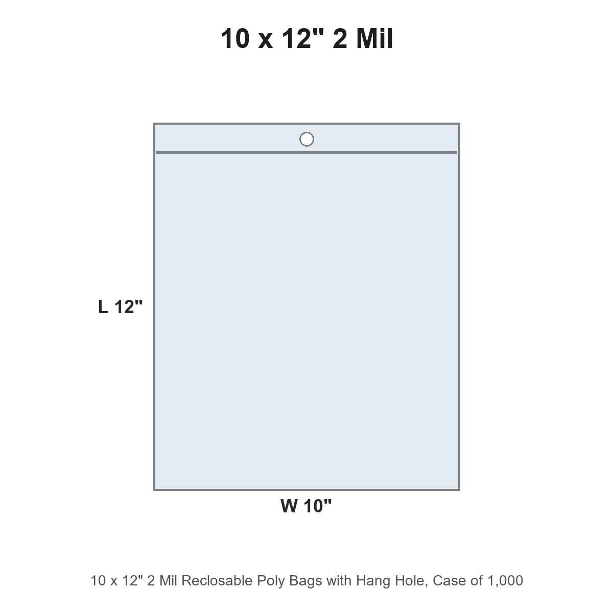 10 x 12" 2 Mil Reclosable Poly Bags with Hang Hole
