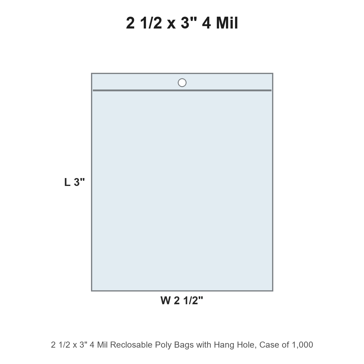2 1/2 x 3" 4 Mil Reclosable Poly Bags with Hang Hole