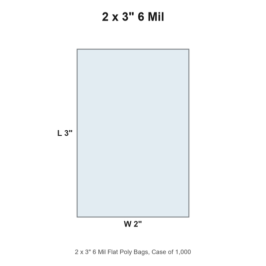 2 x 3" 6 Mil Flat Poly Bags