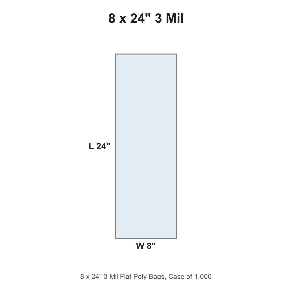 8 x 24" 3 Mil Flat Poly Bags