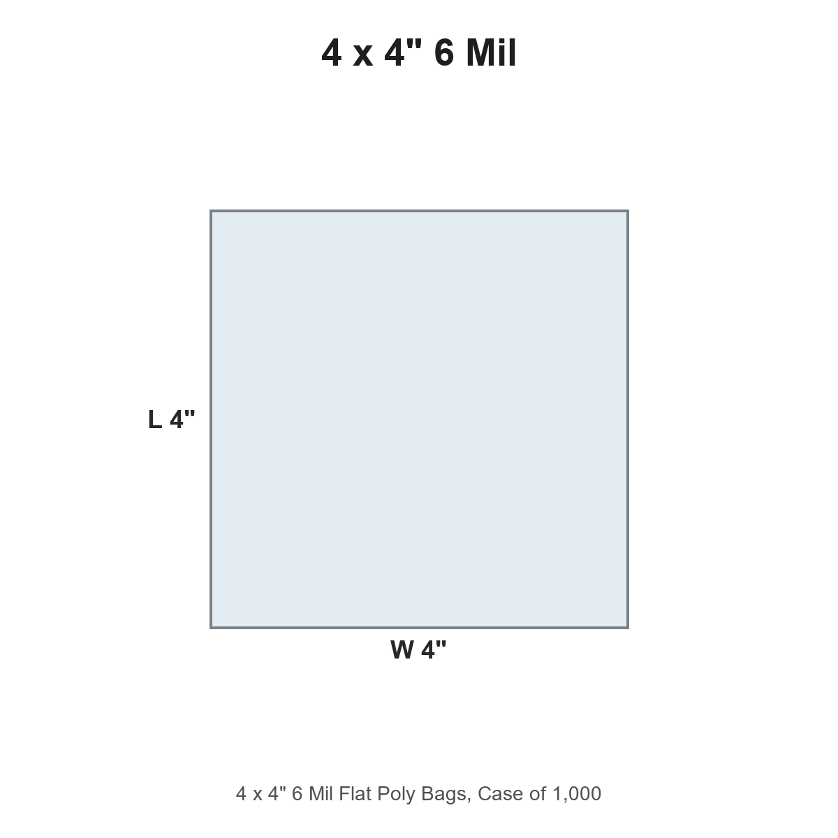 4 x 4" 6 Mil Flat Poly Bags