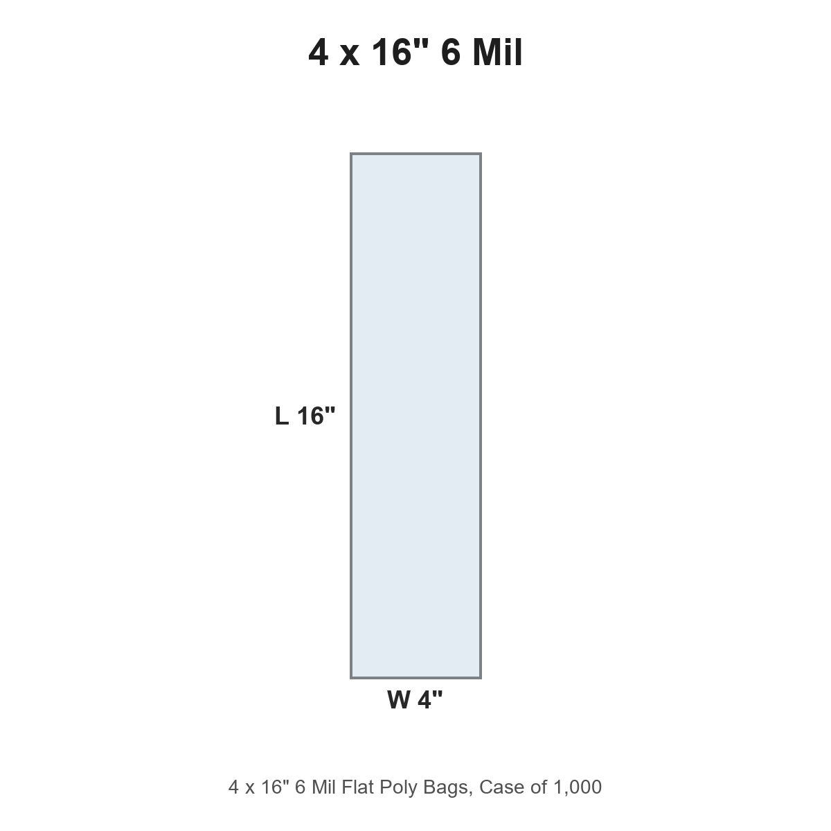 4 x 16" 6 Mil Flat Poly Bags