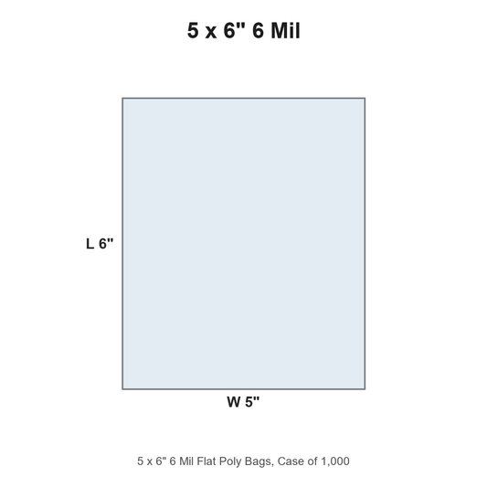 5 x 6" 6 Mil Flat Poly Bags
