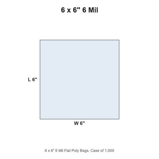 6 x 6" 6 Mil Flat Poly Bags
