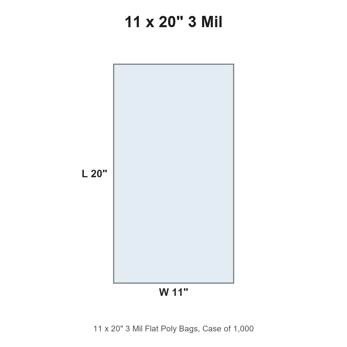 11 x 20" 3 Mil Flat Poly Bags