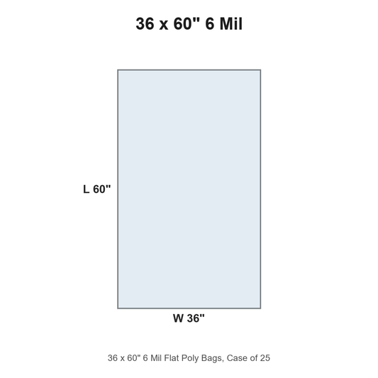 36 x 60" 6 Mil Flat Poly Bags
