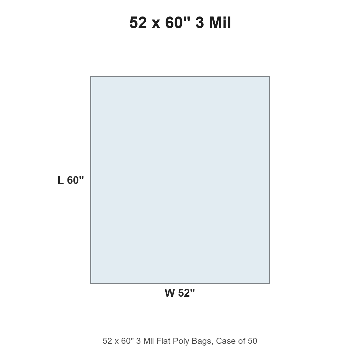 52 x 60" 3 Mil Flat Poly Bags