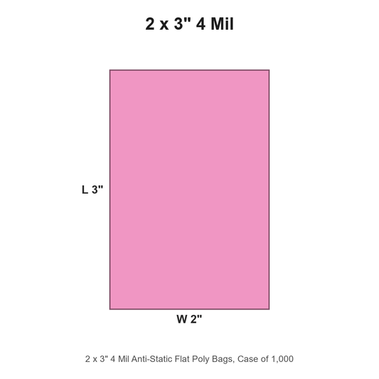 2 x 3" 4 Mil Anti-Static Flat Poly Bags